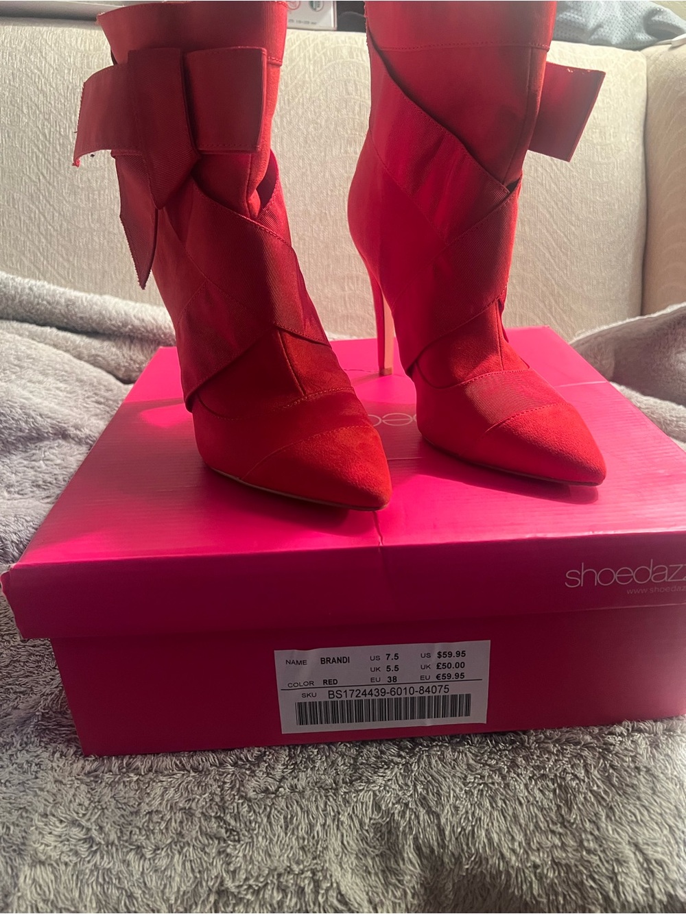 Red Pointed Toe Stiletto Booties